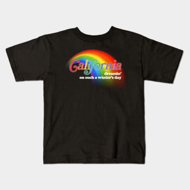 California Dreamin - Retro Style Aesthetic Rainbow Design Kids T-Shirt by DankFutura